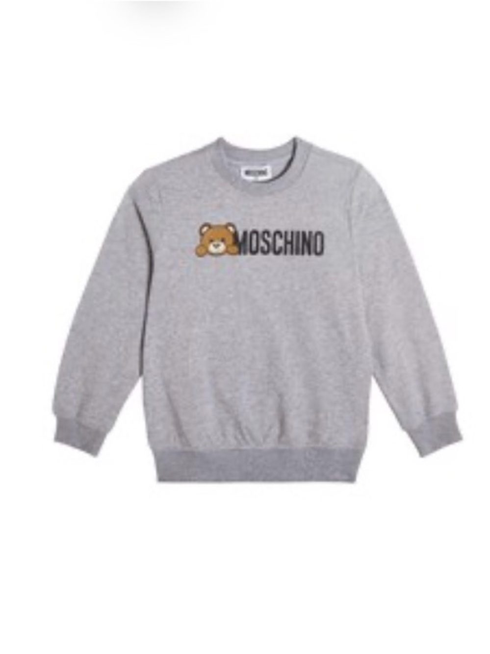 NWT Moschino Gray Sweatshirt with Teddy Logo Sz 12